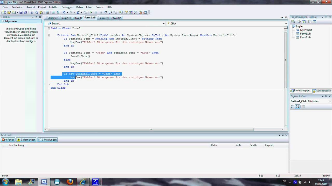 Visual Basic 2008 lernen Folge 4 - LogIn Fenster erstellen [Tutorial ...