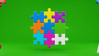 Puzzle Pieces Joining And Exploding On There Own | Puzzle Green Screen