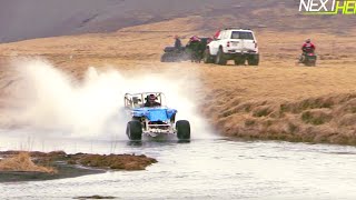 V8 Land Rover Hydroplaning 1001 feet in Iceland!