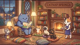 A Rainy Afternoon Story 🌧️ Cozy Cat Inn Music for Sleep & Relaxation | Catnap Springs