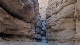 Hiking inside the San Andreas Fault at Ladder Canyon in Mecca Hills near Palm Springs California