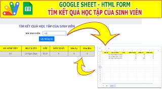 Google sheet, html | Tìm và hiển thị kết quả của Table lên Browser