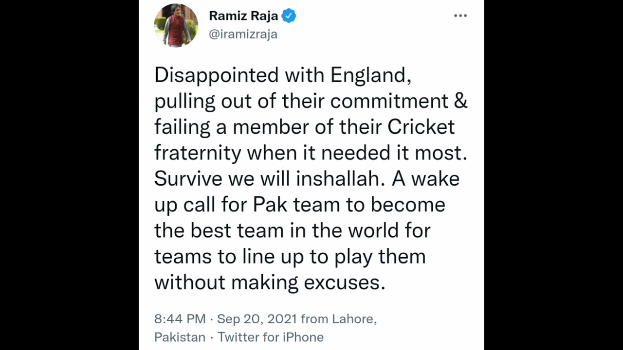 England cancel tour of Pakistan || no pak vs Eng series || ramiz raja tweet||England cricket|