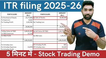 ITR filing online 2025-26 for Intraday Trading and F&O trading | ITR3 for Share/Stock Market Trading