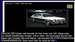 Free full vin number lookup with specifications the vin also carries security features for