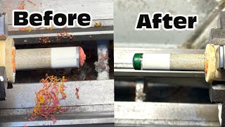 Replacing a fiber ferrule and installing a clear tip on a pool cue