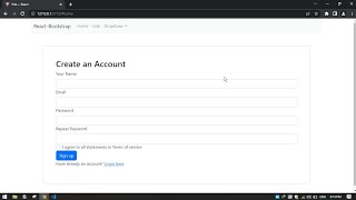 Using Bootstrap in ReactJs with react-bootstrap - Navbar & Signup Components