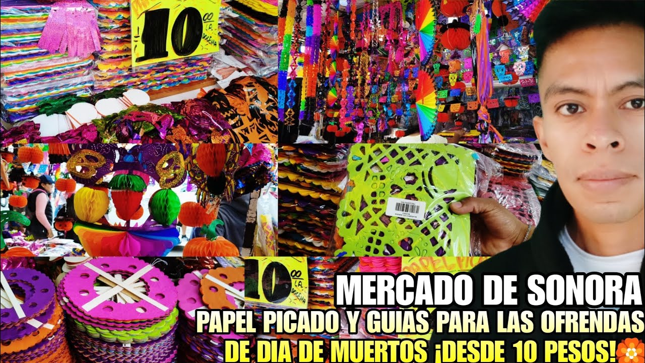 PAPEL PICADO Y GUIAS PARA LAS OFRENDAS DE DIA DE MUERTOS ¡DESDE 10 PESOS! EN EL MERCADO DE SONORA 🏵️