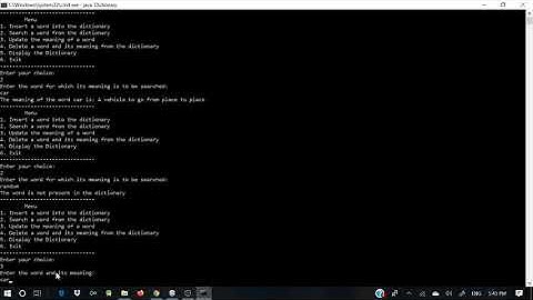 Dictionary implementation in java