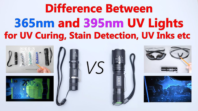 Difference between 365nm and 395nm UV Black Light Flashlights Explained -  YouTube
