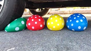 Crushing Crunchy \& Soft Things by Car! EXPERIMENT CAR vs MARBLES CUBE VS FOUR BIG BALLONS