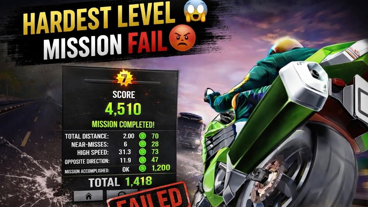 😱 Hardest Level Fail 😡 | Traffic Rider Mission Gone Wrong