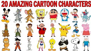कार्टून कैरेक्टर के नाम Learn 20 Cartoon Characters Names in English and Hindi | Kids Learning Video