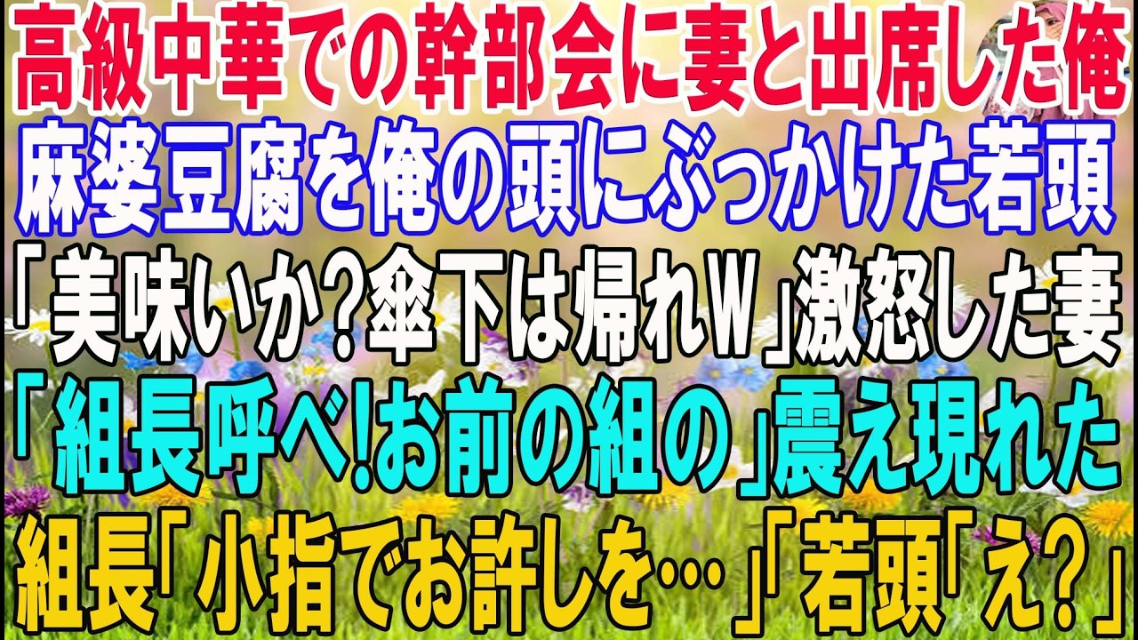 【スカッと】高級中華での幹部会に妻と出席した俺。麻婆豆腐を俺の頭にぶっかけた若頭「美味いか?傘下は帰れw」激怒した妻「組長呼べ!お前の組の」震え現れた組長「小指でお許しを…」若頭「え?」【感動】