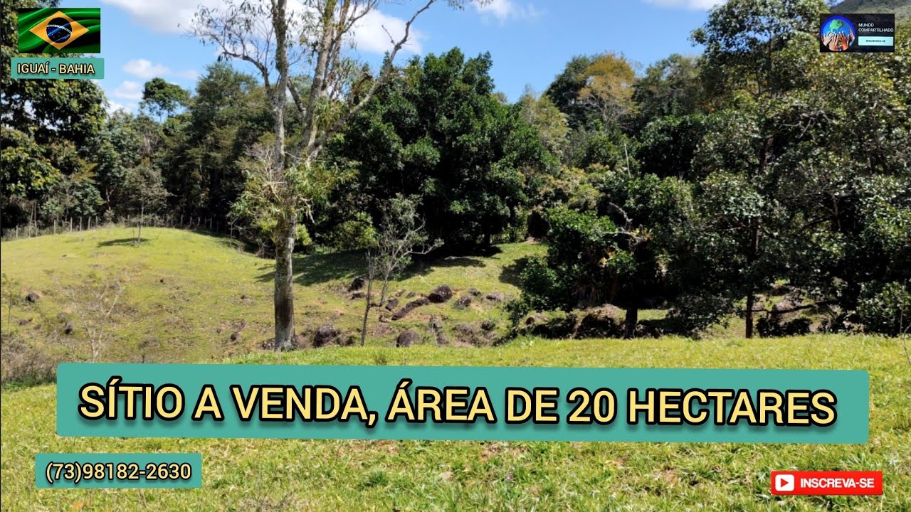Sítio a venda na Bahia, 20 hectares, localizado no município de Iguaí.Rico em água e fácil acesso.