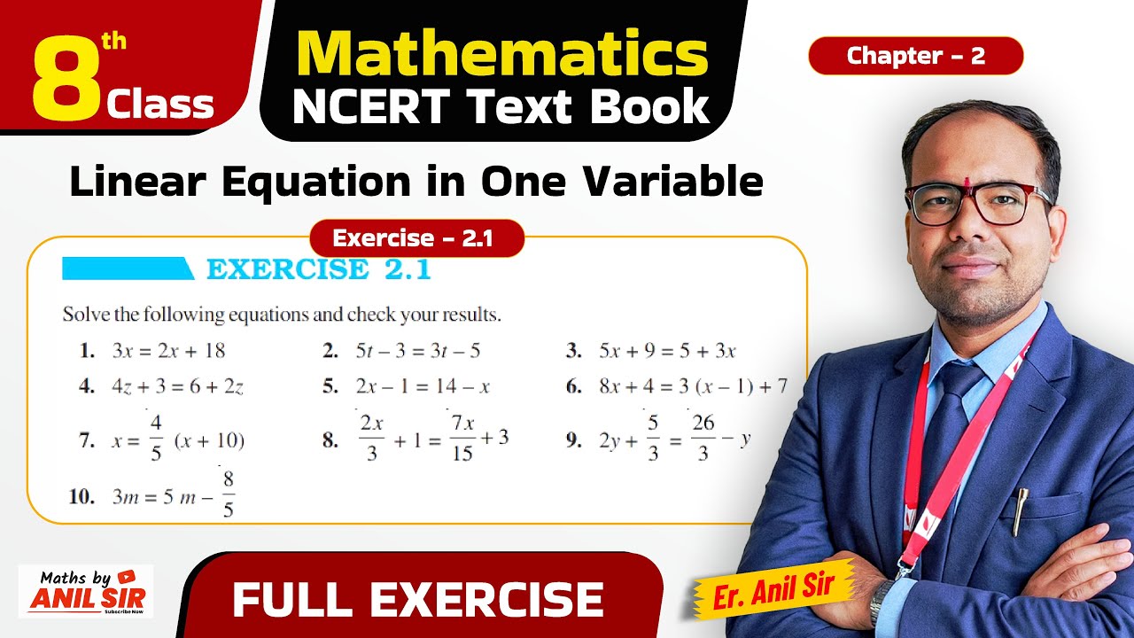 Class 8th Maths | Chapter-2 Exercise 2.1 | NCERT l Linear Equation in ...