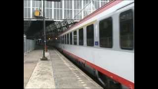 NMBS 2835 HLE 28 Traxx loco with OBB carriages @ Amsterdam Central station 03-03-2012