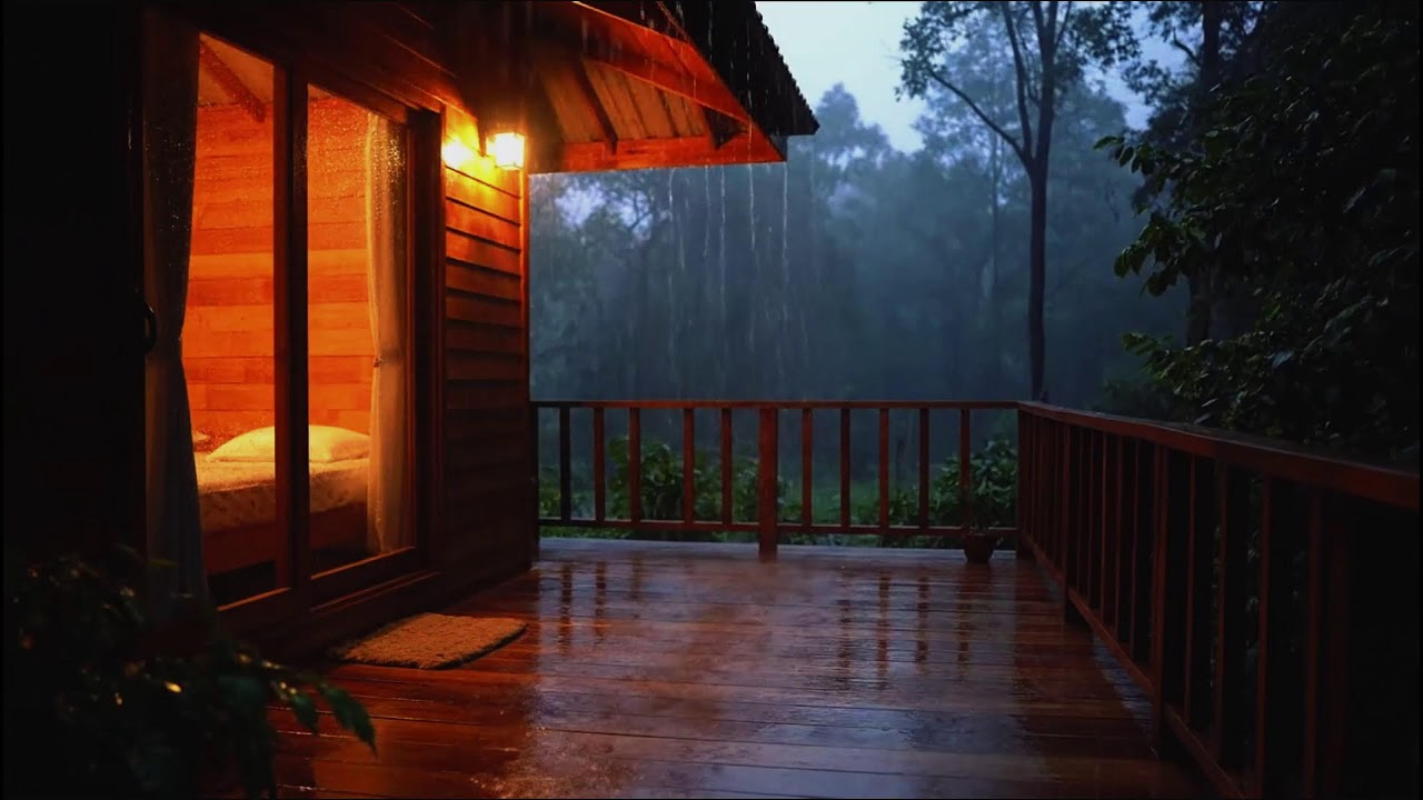 Soothing Night Rainfall on Rooftops with Distant Thunder | Cozy ASMR Sounds for Calm Focus