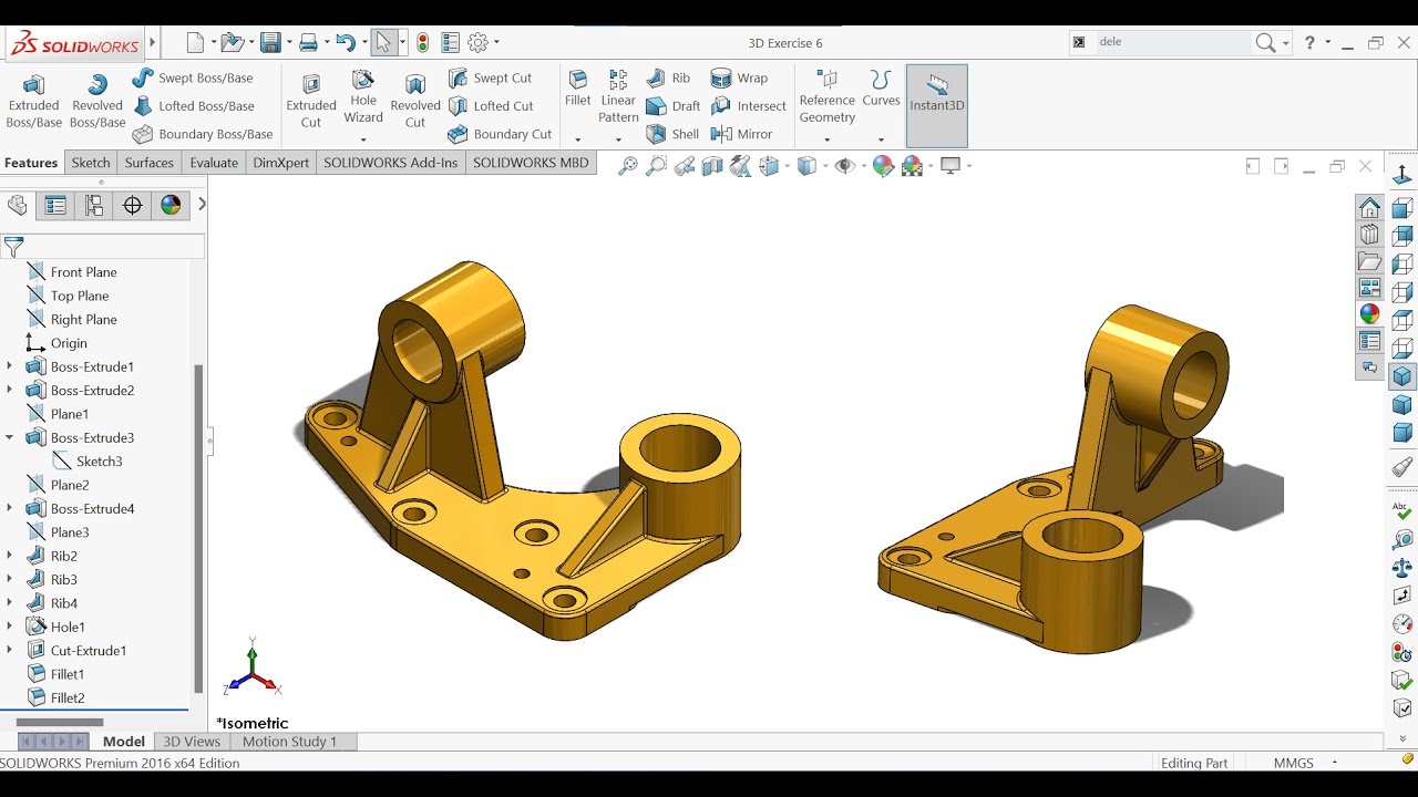 Mechanical Drawing with Solidworks | 3D CAD Exercise 4 - YouTube