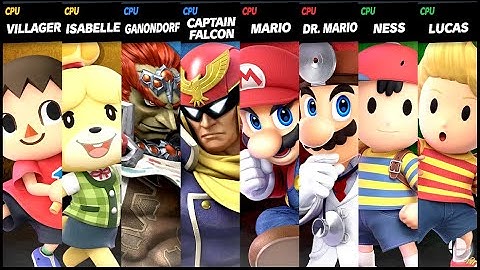 Villager and Isabelle VS Ganondorf and Captain Falcon VS Mario and Dr. Mario VS Ness and Lucas