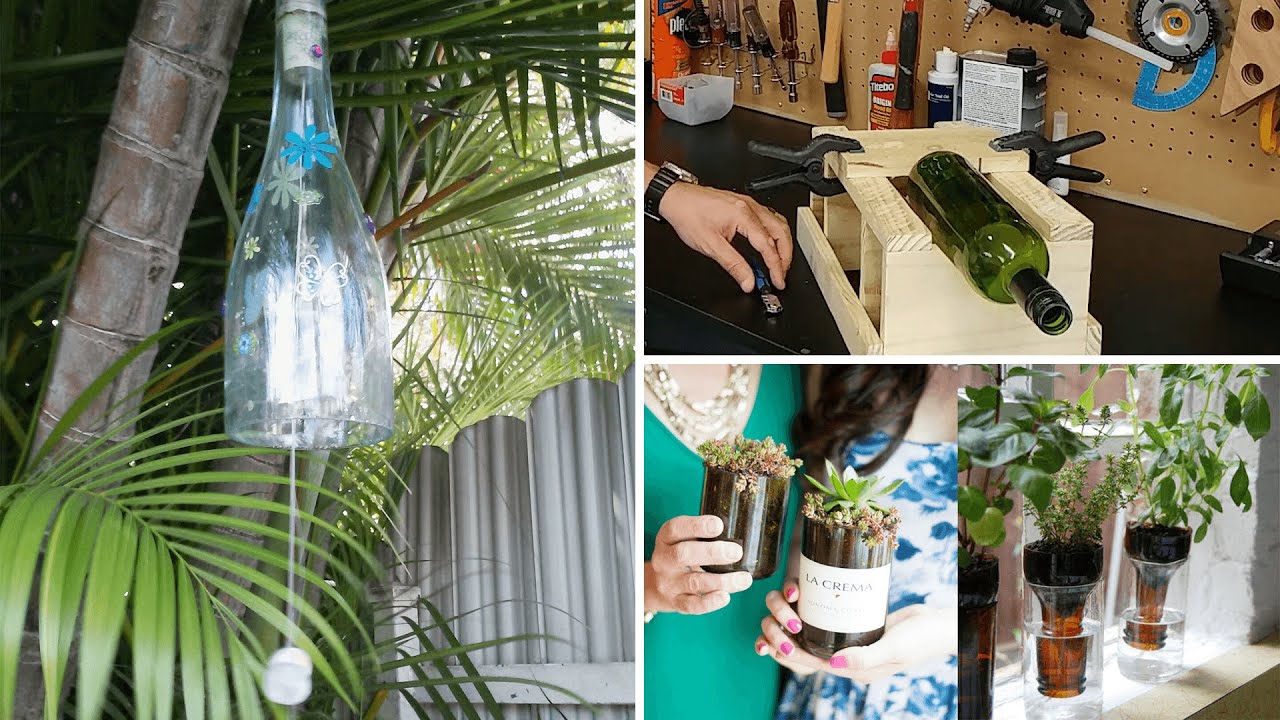 How to Cut Beer and Wine Glass Bottles for DIY Arts & Crats Planter,  Windchimes, Candle Holders 