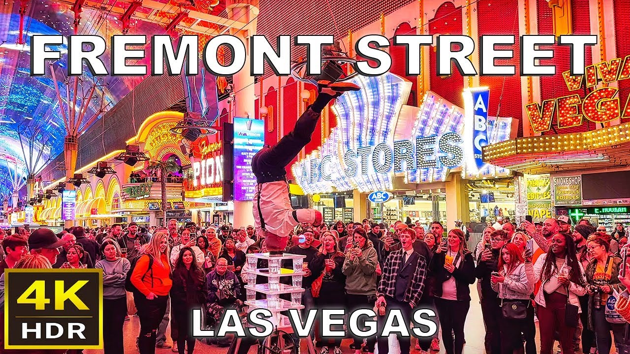 [4K HDR] Fremont Street Las Vegas Walking Tour | March 2024
