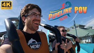 Pipeline Reverse POV (Front Row, 4K 60FPS), SeaWorld Orlando B\&M Surf Coaster | Non-Copyright