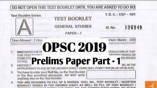 OPSC 2019 OAS prelims Questions Part 1 (30qn) || Kaibalya Nayak - Odisha Civil Service Exam #gs