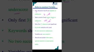 Rules to construct variables #csegurushorts #cseguru #shorts #short #shortvideo #variables #rules