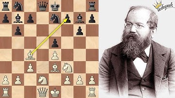 First World Champion demolishes opponent neglecting centre | Steinitz - Mongredien |