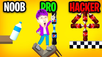NOOB vs PRO vs HACKER In BOTTLE FLIP 3D!? (ALL LEVELS!)