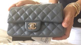 NEW w/ Tag CHANEL 22B Grey Caviar GHW Quilted SMALL Double Flap