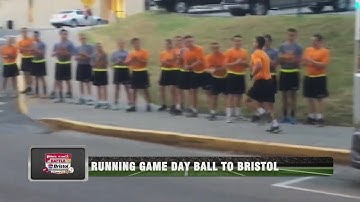 UT, Virginia Tech Army ROTC cadets carry game balls to Bristol