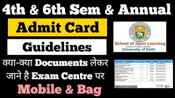 DU SOL 4th & 6th Semester & Annual mode Guidelines May-june Exam 2023