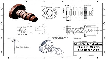 Solidworks Tutorial Helical Gear With Camshaft | Helical Gear Design In Solidwork Full Dimension