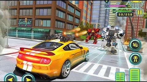 Rhino Robot Car Transforming Games–City Battle Part-2 | US Police Transform Robot Car Rhino GamePlay