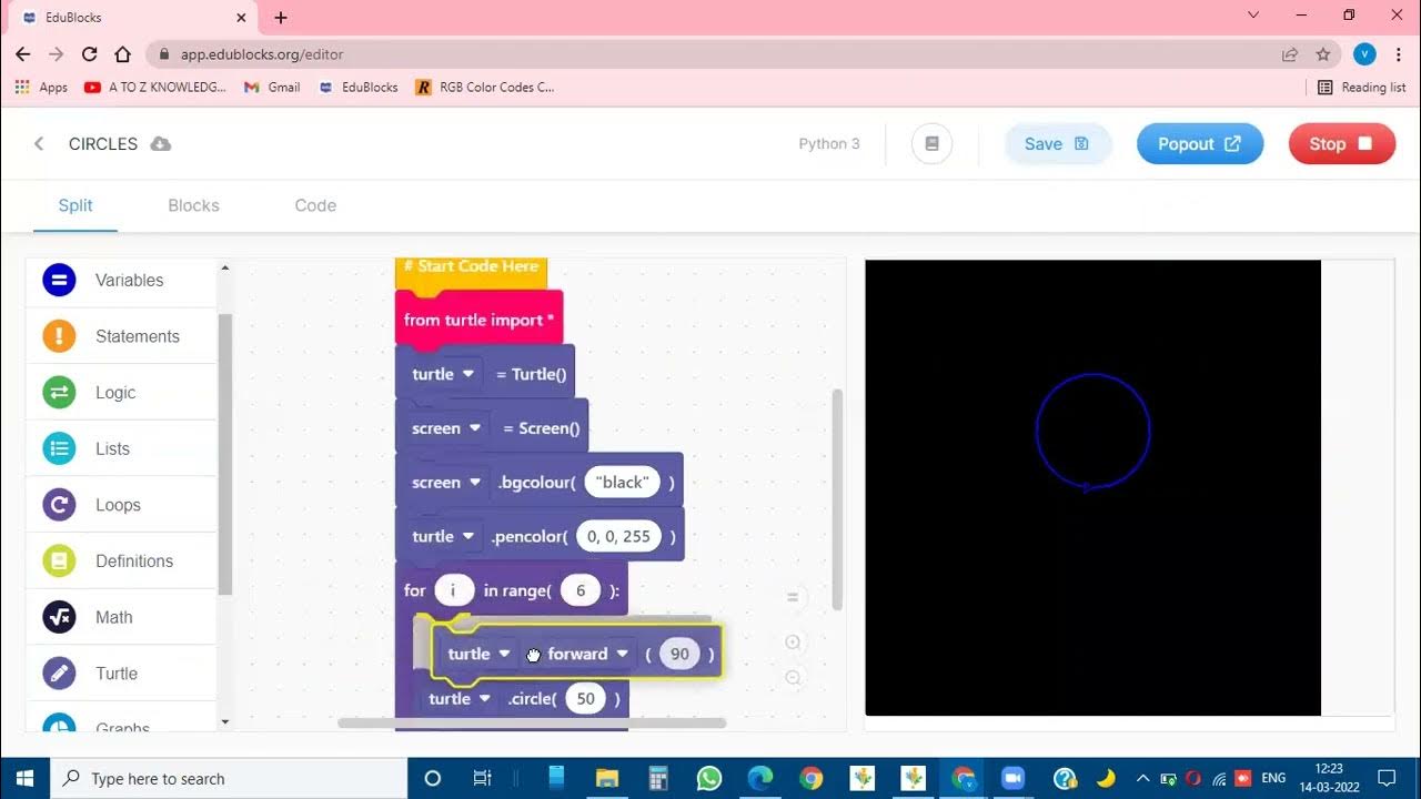 CIRCLE IN EDUBLOCKS - YouTube