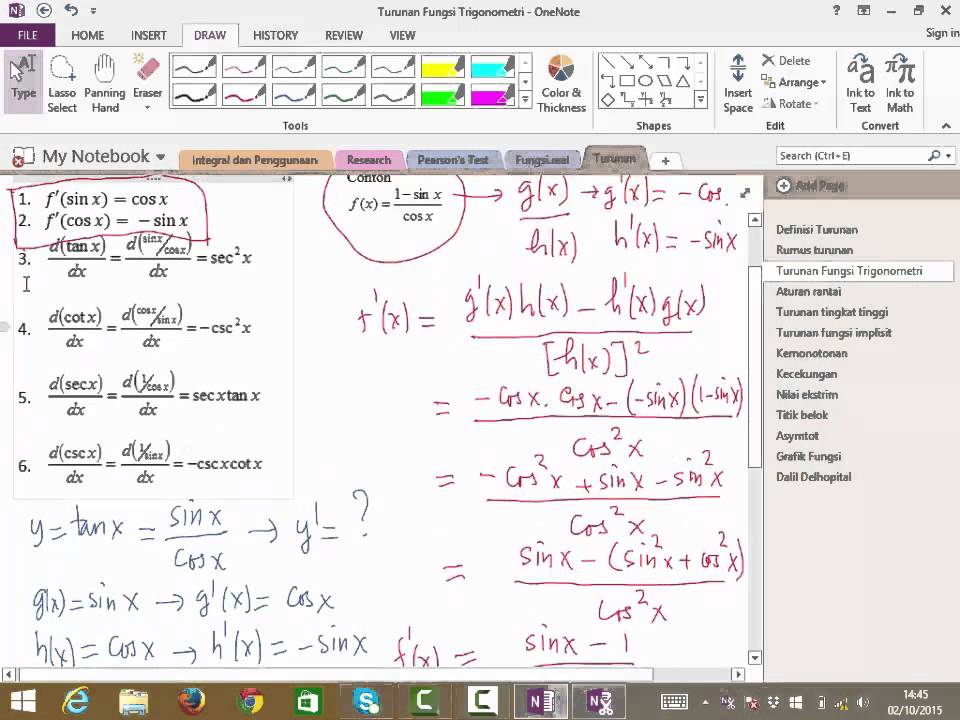Turunan Trigonometri Turunan Rantai Turunan Tingkat Tinggi Turunan Fungsi Implisit Youtube