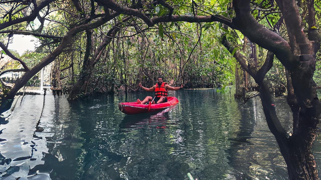 ⁣عملت تجديف بمركب صغير في نهر في أدغال تايلاند 🛶🇹🇭