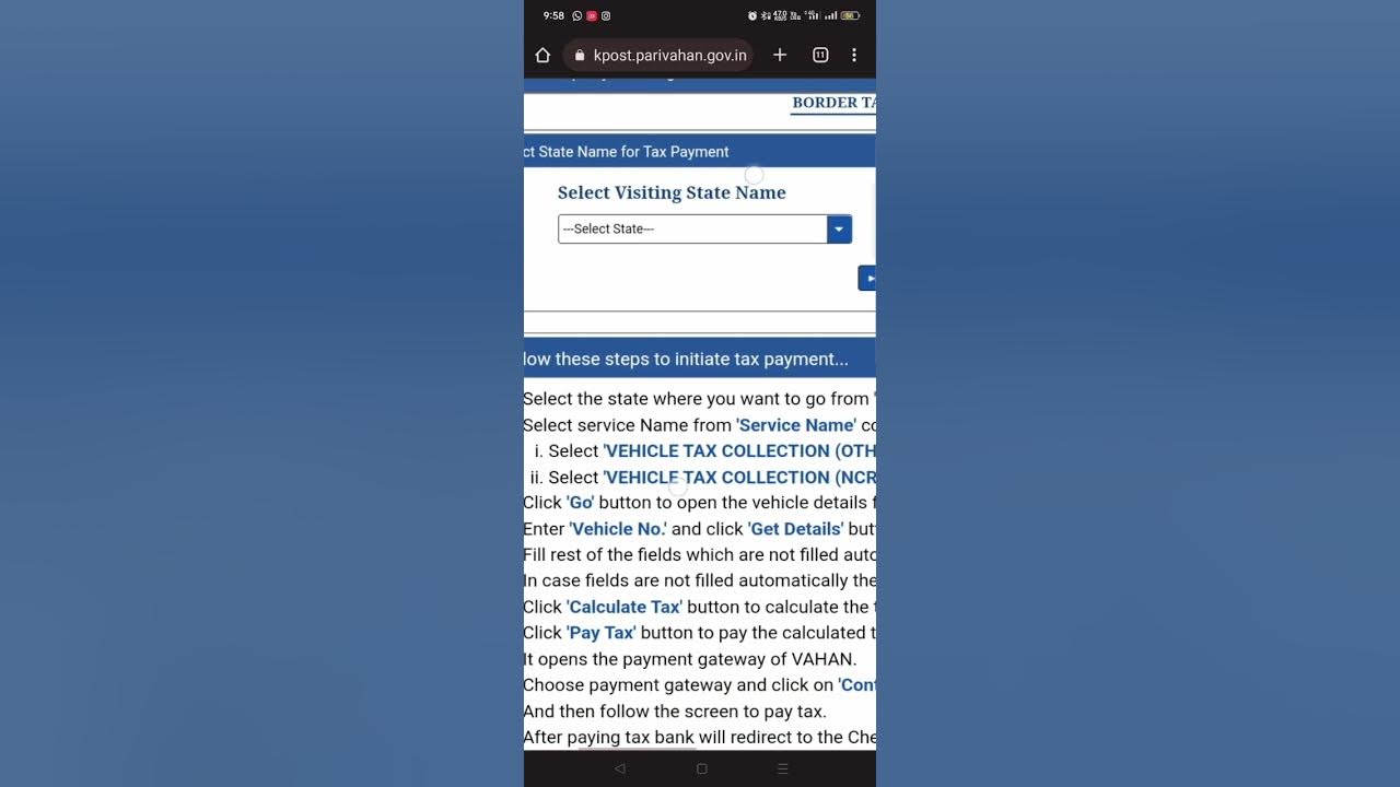 Border Tax Payment Online Temporary Permit Payment Parivahan Tax Vehicle TP Tax Online
