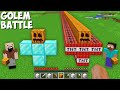 Super GOLEM BATTLE IN VILLAGE NOTCH VS HEROBRINE in Minecraft ! NEW SECRET GOLEM !