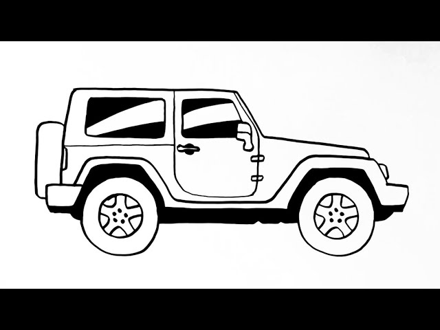 Single line drawing of tough 4x4 speed jeep wrangler car. Adventure offroad  rally vehicle transportation concept. One continuous line draw design Stock  Vector | Adobe Stock