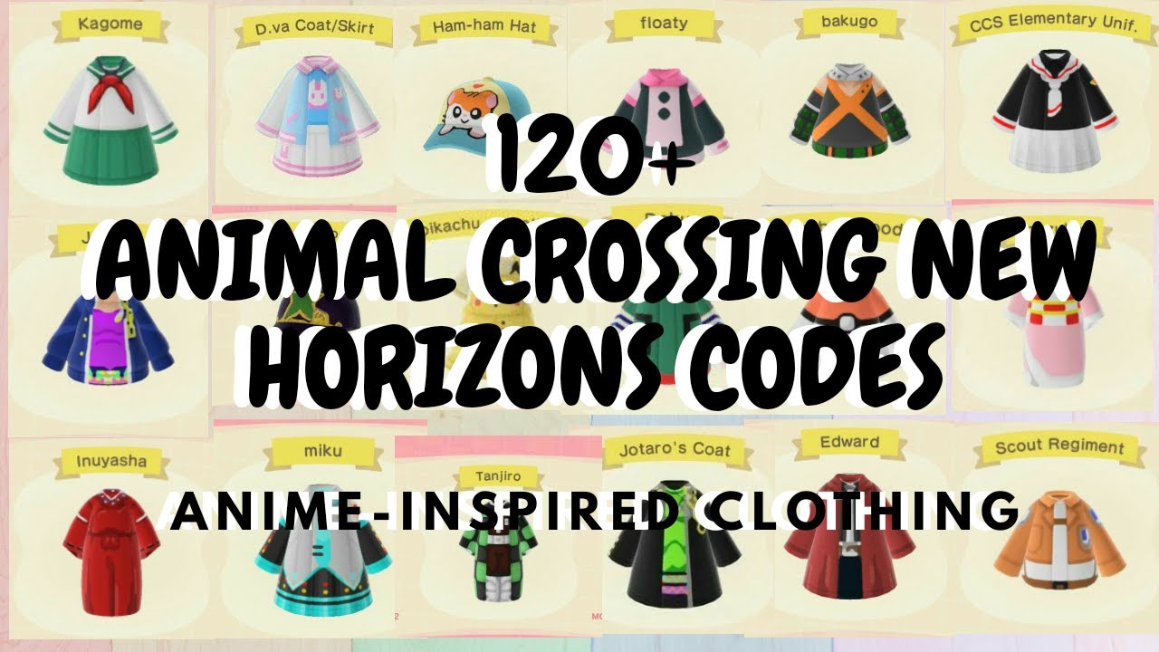 120 BEST ANIMEINSPIRED CUSTOM DESIGN CODES  Animal Crossing New Horizons   YouTube