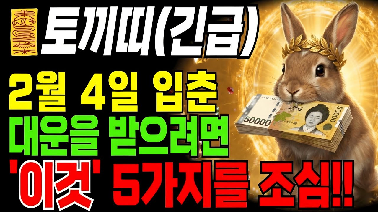 [⚠️토끼띠 긴급] 2월4일 입춘 집안에 대운을 들이려면 '이것'을 조심!  l신년운세l띠별운세l삼재띠l2026년운세