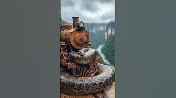 Rare discovery of python circling a train in the Amazon forest #python #jungle #rare #bus #truck