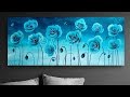 acrylic painting on canvas | Flower painting technique | BLUE | easy canvas painting for beginners