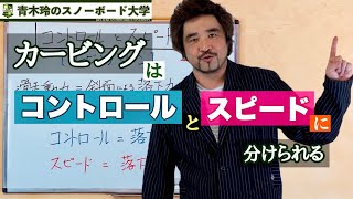 [カービングターンは『コントロール』と『スピード』に分けられる]上達のために必要な考え方やテクニックを取り入れていこう！！同じカービングなのに目的が違うと正反対の動きになることもある。