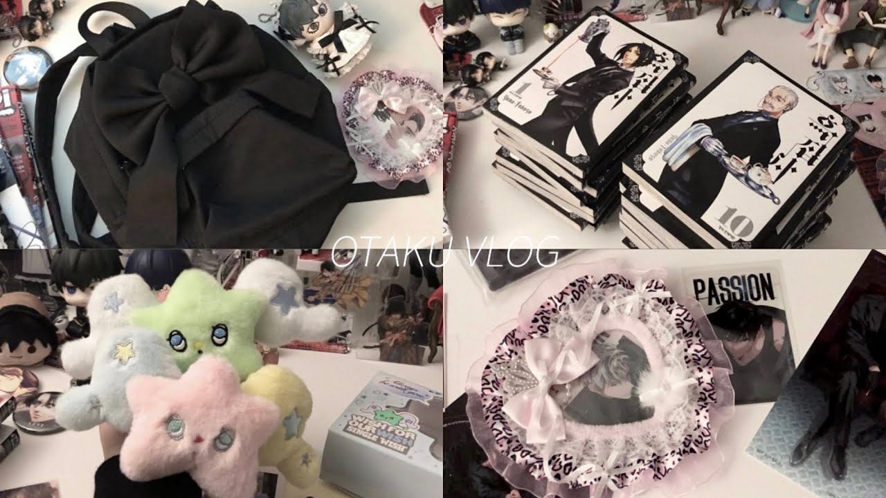 [오타쿠 브이로그] 다양하게도 샀다.. • 흑집사 만화책 • 탑꾸 • 팝츄 • 진격거 • 가방 • 팬시클럽 • 패션 아크릴 • nct wish • 옷 하울 • 택배깡