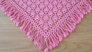 طريقه عمل شال كروشية مع شراشيب مميزة جدا. crochet knitting love