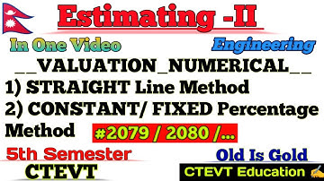 Valuation Numerical From Estimating || 5th Semester ctevt || @ctevteducation01